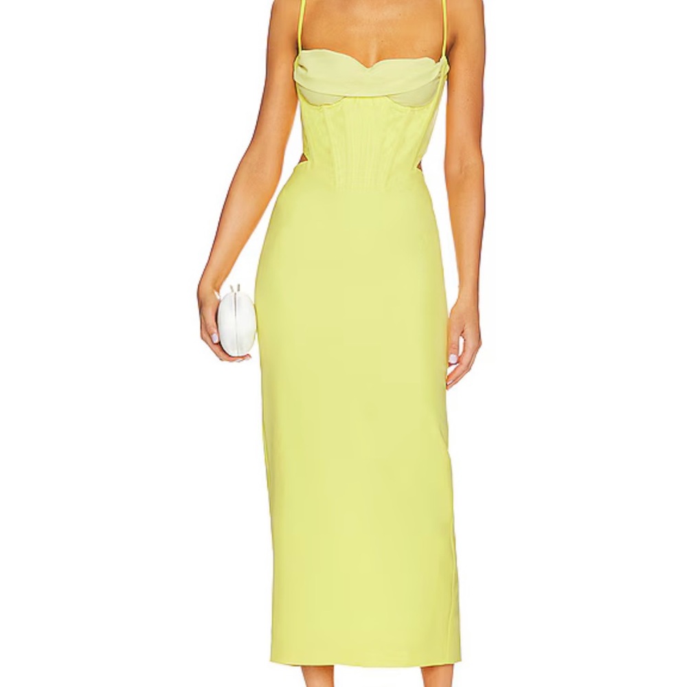 Bardot Yellow Midi Dress with Elegant Design
